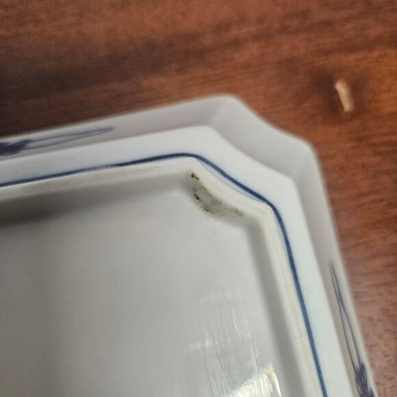 Fitz Floyd STORK 6" Square Tray Blue and White Bird Motif Chinoiserie Chic - Picture 5 of 6